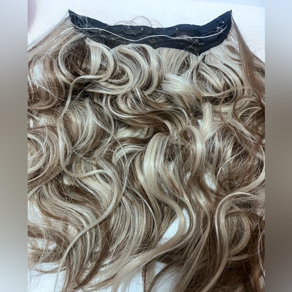 NEW Women's Blonde Ombre Hair Extensions invisible wire with clip in extensions - Picture 2 of 6